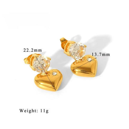 Fashionable elegant waterproof stainless steel bow heart-shaped pendant women's earrings jewelry party wedding 2025 new item