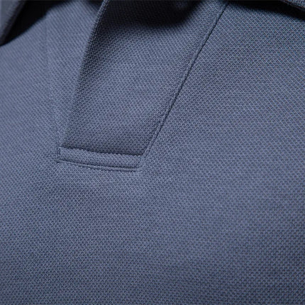 New men's long-sleeve cotton polo, embroidered, sport collar, trendy & versatile.