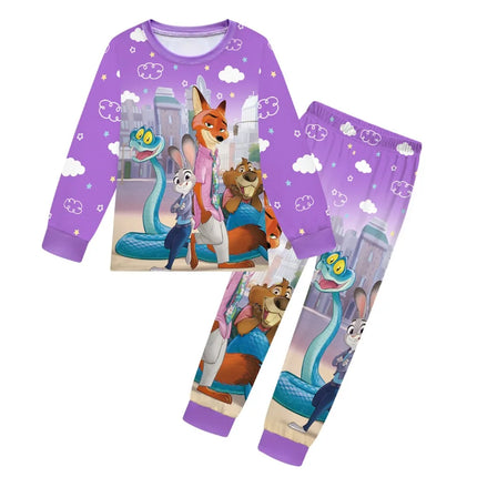 Nick-Judy Print Soft Touch Children Pajama Zootopias 2 Long Sleeve Pants Sleepwear Suitable Gentle Night Sleep For Boys Girls