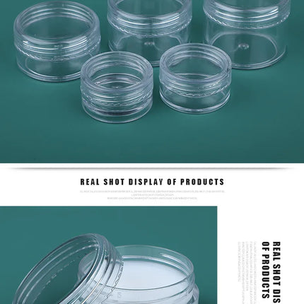100pcs 2g/5g/10g Empty Plastic Jar Pots Transparent Sample Bottles Eyeshadow Cream Lip Balm Container Portable Makeup Jar