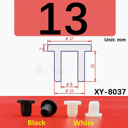Black T-shaped silicone plug rubber hole cover dust-proof sealing, shock-absorbing foot pad  A-6.8mm~68.6mm