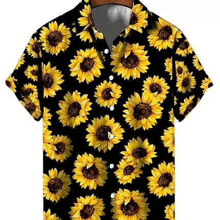 Floral Shirts Men's Hawaii Holiday Party Blouse 2025 Lapel Beach Shirt Flower Camisas Short-sleeved Womens Clothes