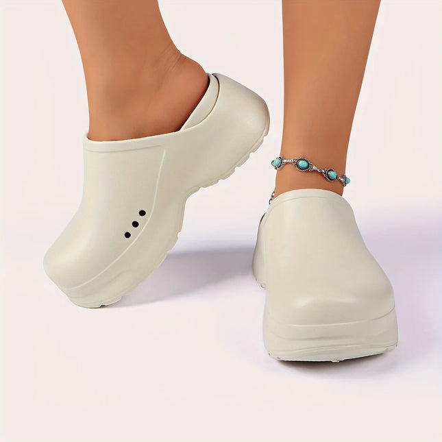 Women's Solid Color Closed Toe Mules Clogs Breathable Side Openings EVA Thick Sole designer shoes