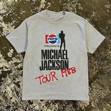 2026 New Michael Jackson Tour 1988 Printed American Breathable Comfortable High-Quality Streetwear T-Shirt