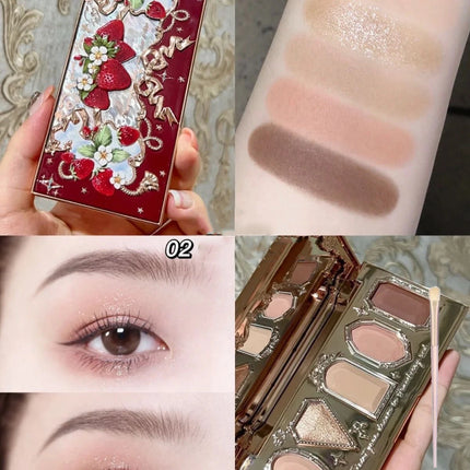 Flower Knows Violet Eye Shadow Strawberry Rococo Series Five-Color Eyeshadow Palette G01 Starmoon Strawberry 0.21OZ./6G