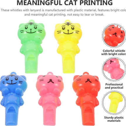10pcs Cat Whistle Toy Cartoon Cat Whistle Party Whistles Musical Instrument Toy Gift for Kids Party Favors Birthday Bag Fillers