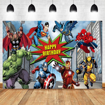 Avenges Backdrop Superhero Boys Birthday Party Photography Background Baby Shower Kids Boys Decoration Marvel Banner Studio