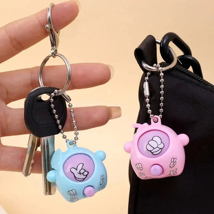 Rock Paper Scissors Guessing Keychain Pendants Mini Finger Flick Game Toy School Bag Pendant Birthday Party Gift