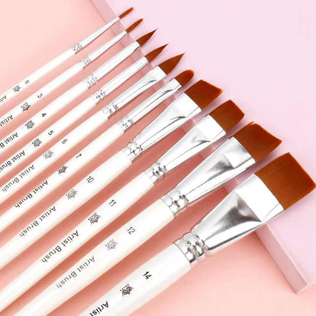 10pcs Professional Face Painting Brushes Set, Nylon Bristles for Stage Makeup, Petal, Dome Tips, Art Makeup Tool