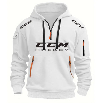 New Multi Pocket Zipper Fleece HOCKEY Sprots Hooded Casual Shirt for Men and Women Plus Size Loose Pullover Fashion Sweatshirt