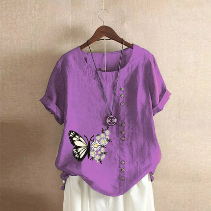Women Clothing Cotton Linen Streetwear Summer Y2k Tops Vintage Fashion Tshirt Casual Shirts for Women Clothes Elegant Tees