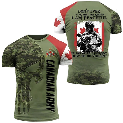 Canada Flag T Shirt Men Maple Emblem Camouflage Tops Pop 3D Jungle Camo Print Proud of Canadian T-shirt Beige Field Short Sleeve
