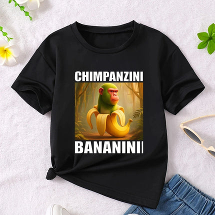 Y2k Boys Girls Italian Brainrot Animals Kids T-shirt Tung Tung Tung Sahur Short Sleeve Tops Funny Meme Cute Tee Summer Clothing