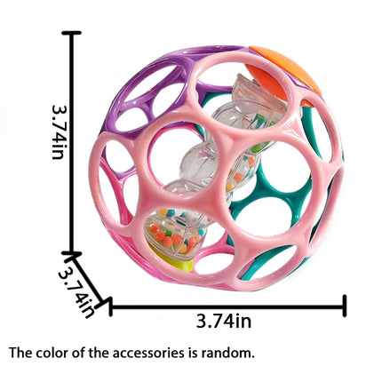6-in-1 BPA-Free Baby Sensory Rattle Ball - Soft Textured Grasping Toy with Gentle Sound & Spin Rings | Montessori Learning Toy f