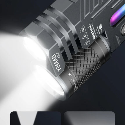 Rechargeable EDC Flashlight, 3500LM Dual-Core LED with Fixed & Zoomable Beams, RGB Ambient Light, Magnetic Base, USB-C Charging