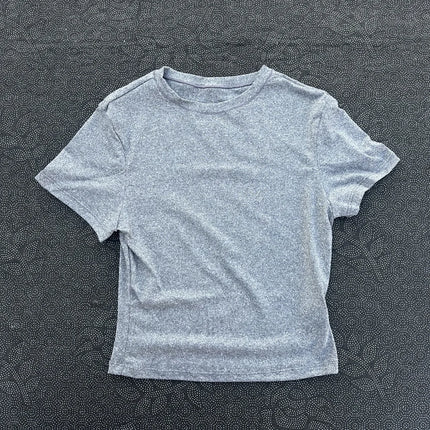 Solid color women's soft breathable yoga short-sleeved comprehensive training tight T-shirt with exposed belly button fitness sh