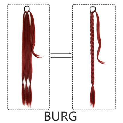 Synthetic Braided Ponytail Extensions Black Natural Hairpiece Long Pony Tail with Hair Tie Rubber Band Hair Blonde for Women