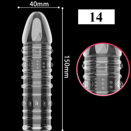 1PCS Transparent Penis Covers Extender Men's Crystal Wolf Tooth Condoms Finger Cock Ring Adult Sex Toys For Male Penis Sleeve
