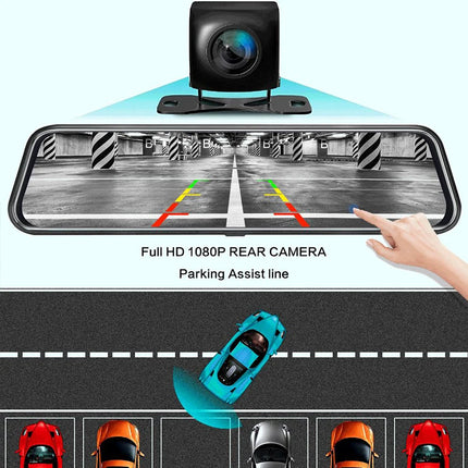 Auto Mirror Camera for Car Touch Screen Video Recorder Rearview 10" Mirror Dash Cam Front and Rear Camera Mirror DVR Black Box