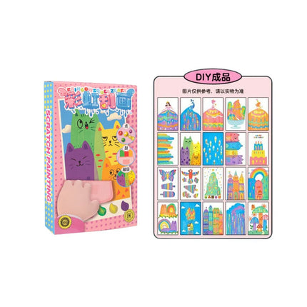 Rainbow Scratch Painting Set Color Scratch Off Pictures Children DIY Artwork Postcards Boys Girls Fun Craft Drawing Toys