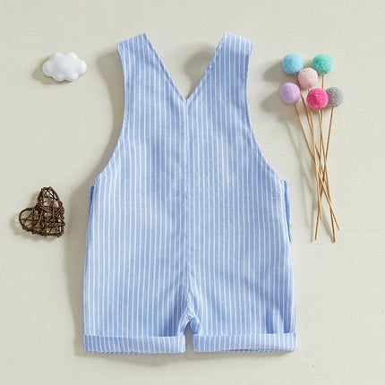 0-3Y Summer Toddler Baby Boys Girls Stripe Print Rompers Overalls Casual Sleeveless Button Playsuit Shorts Fashion Outfits