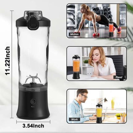 High Quality Outdoor Portable Blender USB Rechargeable 600ml 6 Stainless Steel Blades Self Cleaning Fruit Mixer Mini Hand Juicer