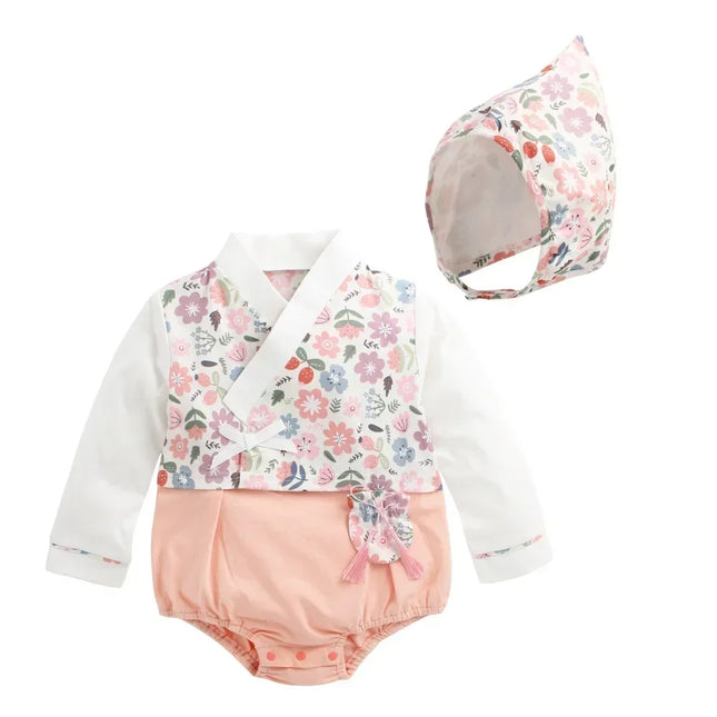 Spring Summer Baby Boys Girls Romper Set With Hat Bodysuit Baby Romper Newborn Clothing Japanese Korean Jumpsuit Festival Set