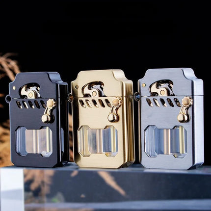 2026 Zorro Fuel Lighter New Creative Metal Windproof Cigarette Lighter Transparent Super Large Capacity High-end Men's Gift