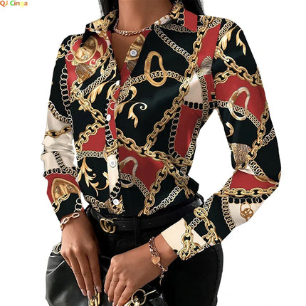 2026 Summer New Women's Long-sleeved Shirt, Single-breasted Printed Shirts Fashion Casual Tops Camisa Female Chemise S-XXL