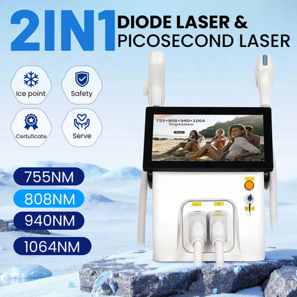 2 IN 1 Professional 4 Wave 808 Diode Laser Permanent Painless Hair Removal Picosecond Laser Tattoo Removal Machine FAC 5000Woval