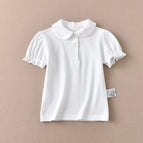 110 / DX1024 white lace collar solid color short sleeve one piece