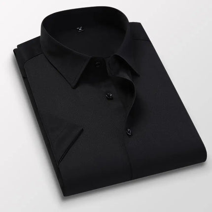 Men's Slim Fit Long Sleeve White Shirt Wedding Groomsmen Business Formal Korean Style Polyester Fiber Non-Iron Treatment