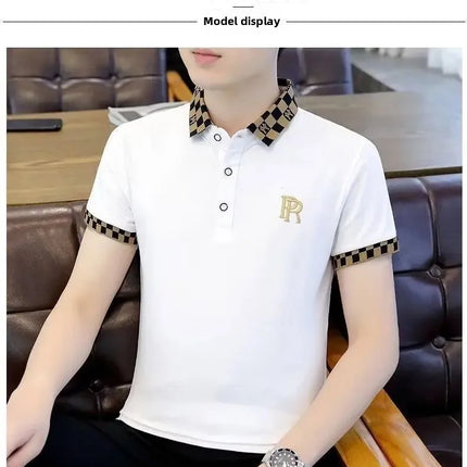 Summer Polo Shirt Men's Short Sleeve T-Shirt Turn-down Collar Casual Half Sleeve Cotton-feel Top 2025 Summer Collection High-end