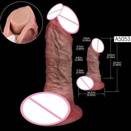 SXXY Skin Texture Lifelike Double Layer Silicone Dildo Elastic Soft Anal Plug Vaginal Anus Stimulator Dual Layer Penis Sex Toys