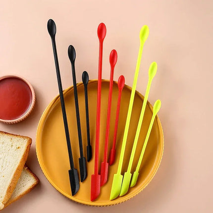 Cosmetic Bottle Silicone Mini Scraper Three Piece Set Baking Double End Two In One Spatula Jam Bottle Scraper Spoon Set