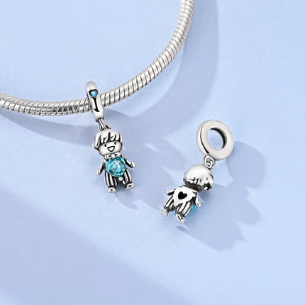 925 Sterling Silver Charms Mother Girl Boy Family Life Pendant Beads Fit Original Bracelet Necklace Diy Charm Women's Party Gift