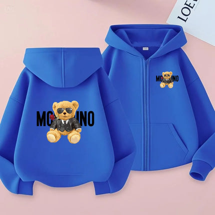 Children's New Zipper Style Long Sleeve Hoodie Cute Bears Pretty girl Charming Coat Girls Boy 3-12Yrs Leisure Sweatshirt Clothes