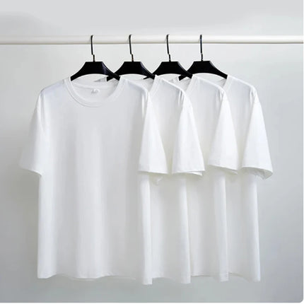 Summer Casual 100% Cotton Regular-Fit Women Crew Neck Basic White T-Shirts