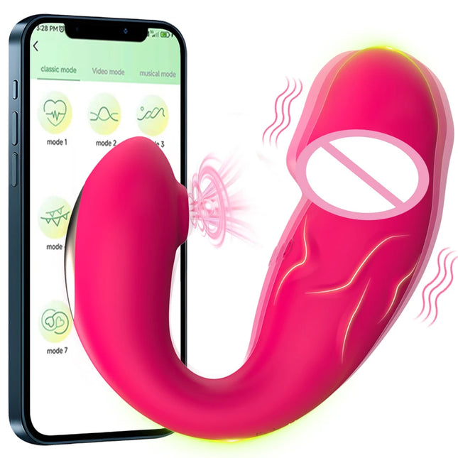 2 IN 1 Dildo Vibrator For Women Nipple Sucker Clitoris Stimulator G Spot Massage APP Control 9 Vibrating Modes Adults Sex Toys