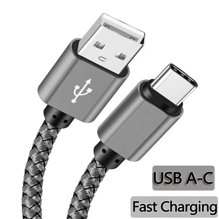 Nylon Data Cable Fast Charger USB A to Type C Charging Cable For Huawei Samsung Android phone TypeC Charging Device 1M 2M 3M