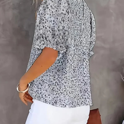 Plus Size 1XL-5XL Puff Short Sleeve Women's Shirts Round Neck Loose Fitting Blouse Fashionable Casual Ladies Cropped Tops