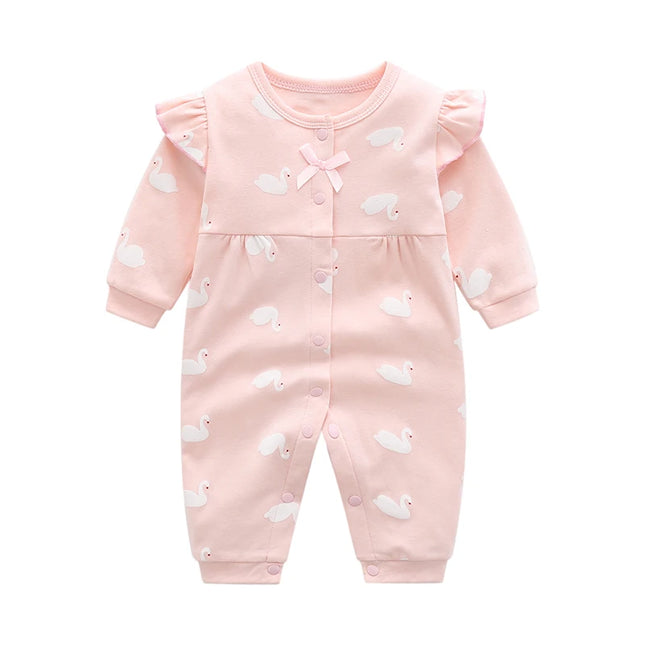 Full Moon Princess Outfit Autumn Thin Style Baby Girl Romper Infant Jumpsuit 0-1 Year Old Newborn Stylish Pure Cotton Crawling Suit