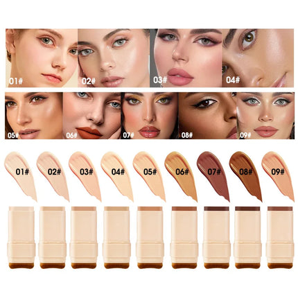 15g 2-in-1 foundation eraser double-ended concealer stick with brush head waterproof, natural makeup, long-lasting cream texture