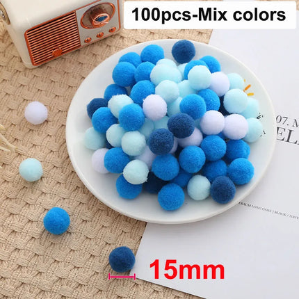 100pcs 10mm/15mm/20mm Soft Pompoms Fur Ball Arts Craft Supplies DIY Accessories for Toys Party Decoration Crafts Materials