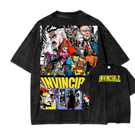 Invincible Washed T-shirt 2026 New Model personality Clothes shirt Year round clothing Streetwear Trendy high quality Breathable