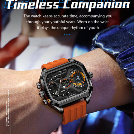 POEDAGAR Sports Men Wristwatch Date Week Chronograph Luminous LED Man Clock Silicone Strap Electronic Men's Quartz Watches Reloj