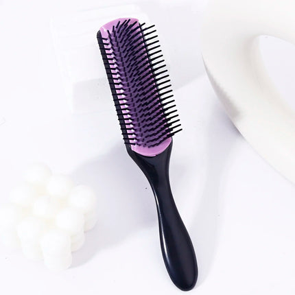 1pc 9-row nylon massage curling brush, hair salon straight hair curling comb, nylon bristles Special for real hair wigs