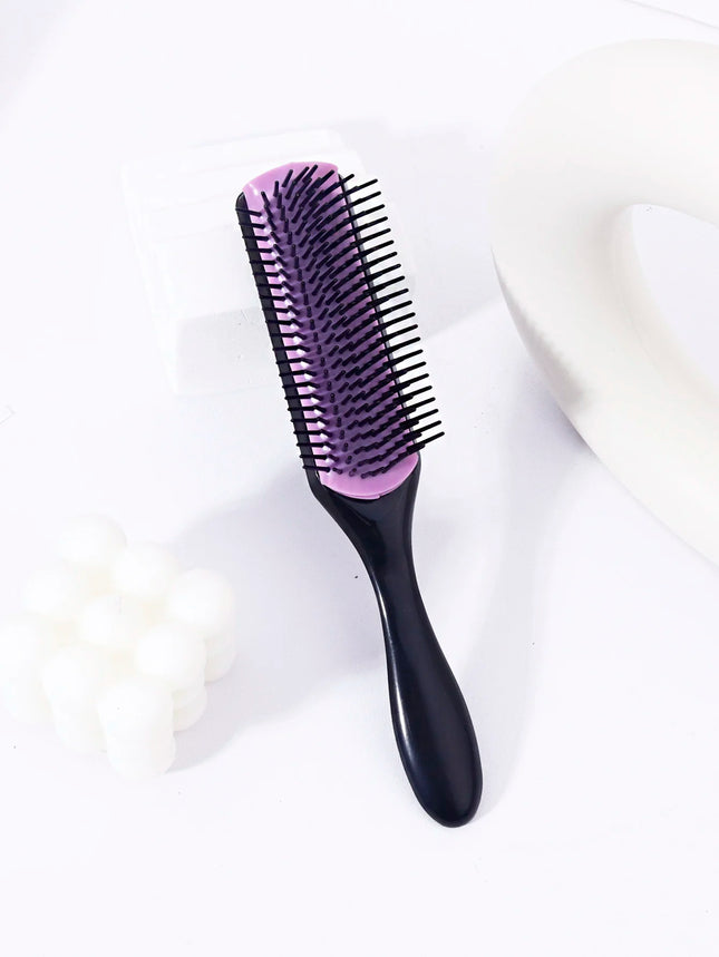 1pc 9-row nylon massage curling brush, hair salon straight hair curling comb, nylon bristles, special for real hair wigs