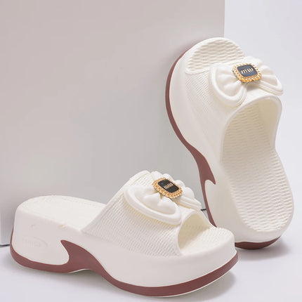 Eyriphy Size: 35-36 to 39-40 Women's Slippers Women High Heels Summer New Fashion Thick-soled Slippers Soft High-value Versatile