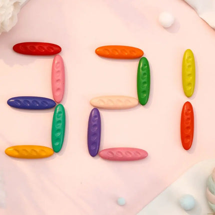 12/24/36 Colors Plastic Plastic Crayon Do Not Dirty Hands Erasable Colored Crayon Peanut Shaped Washable Oil Painting Stick